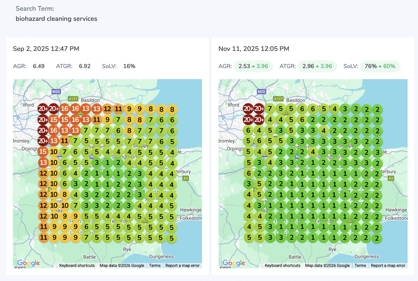 Biohazard cleaning services - Dramatic improvement from poor to top rankings