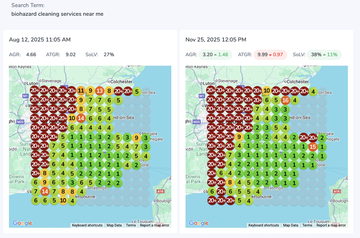 Biohazard cleaning services near me - Significant ranking improvements across the region